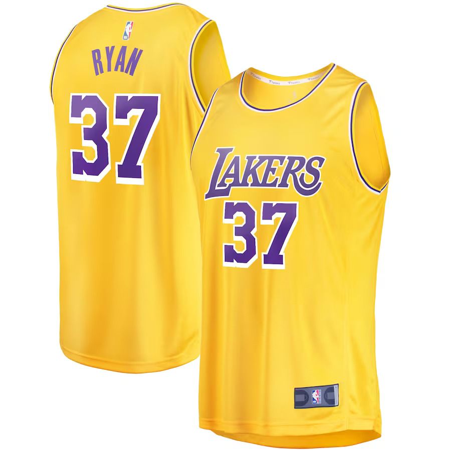 Men Los Angeles Lakers 37 Matt Ryan Fanatics Branded Gold 2022-23 Fast Break Replica Player NBA Jersey